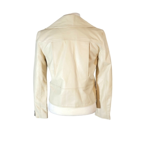 Elizabeth and James Cream Faux Leather Asymmetric Zip Moto Jacket - Picture 5 of 9